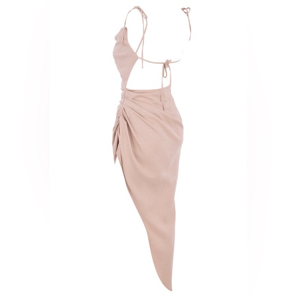 House of CB Soluna Sand Thigh Split Draped Linen Maxi Dress, xs - Picture 6 of 11